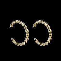 گوشواره میخی نیم‌حلقه طنابی طلایی