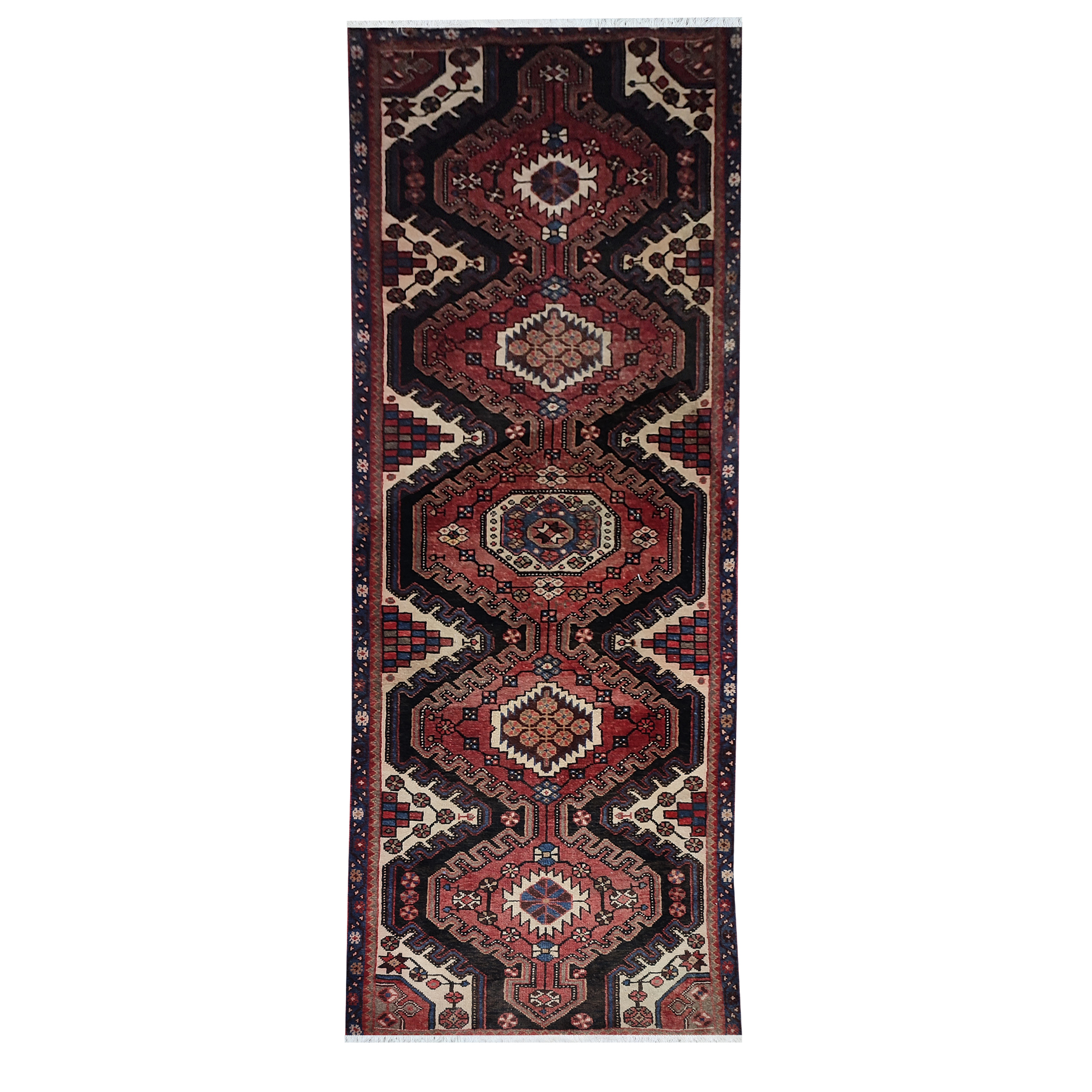 فرش قدیمی دستبافت کناره طول سه متری مدل MG243