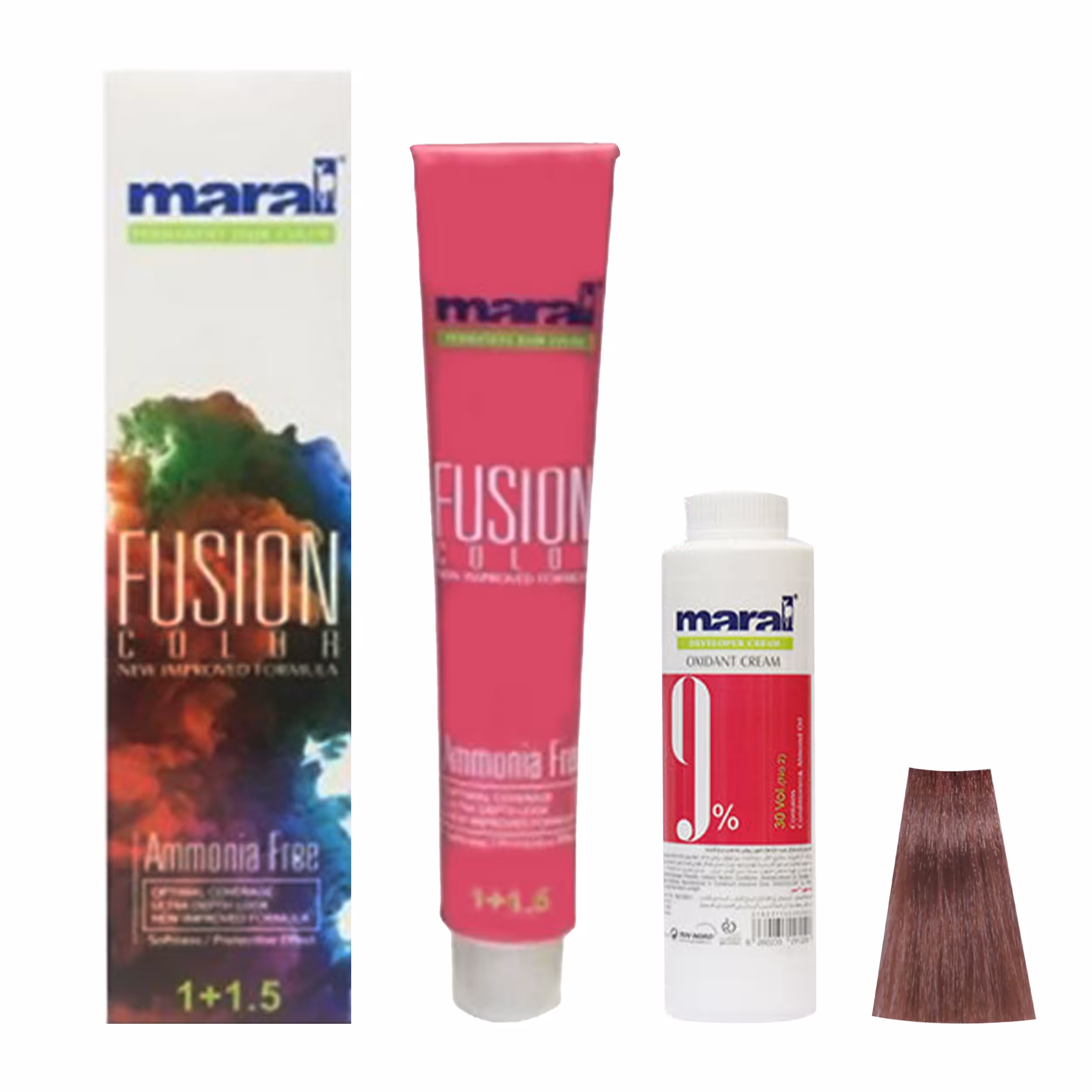 رنگ مو مارال مدل Fusion شماره 7.291 حجم 100 میلی لیتر رنگ دودی بنفش تیره به همراه اکسیدان مارال مدل 30vol نه درصدی حجم 150 میلی لیتر