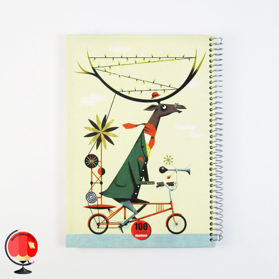 دفتر مشق 100 برگ سیمی طرح گوزن جلد سخت آپادانا