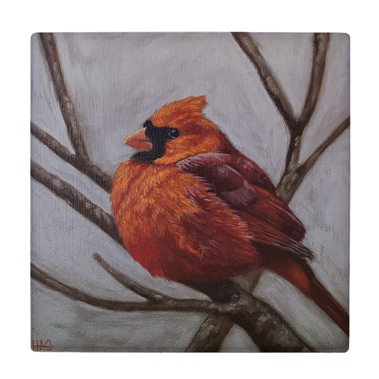 کاشی کارنیلا طرح پرنده کاردینال شمالی مدل لوحی کد klh383