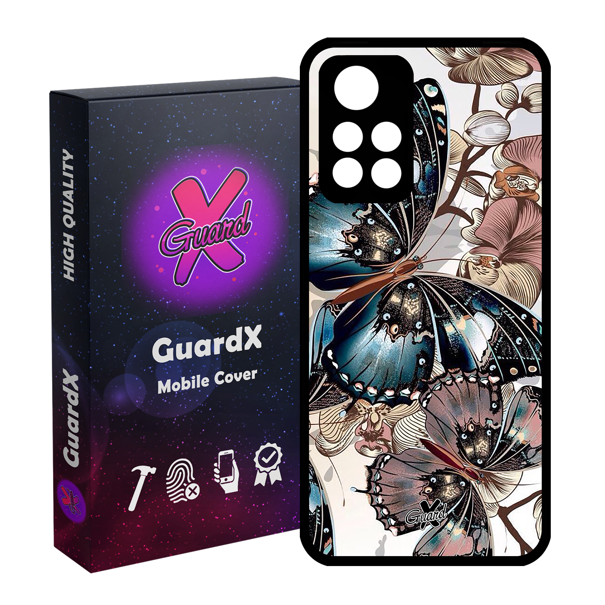 کاور گارد ایکس طرح پروانه مدل Glass10285 مناسب برای گوشی موبایل شیائومی Poco M4 Pro 5G/Redmi Note 11T 5G/Redmi Note 11S 5G