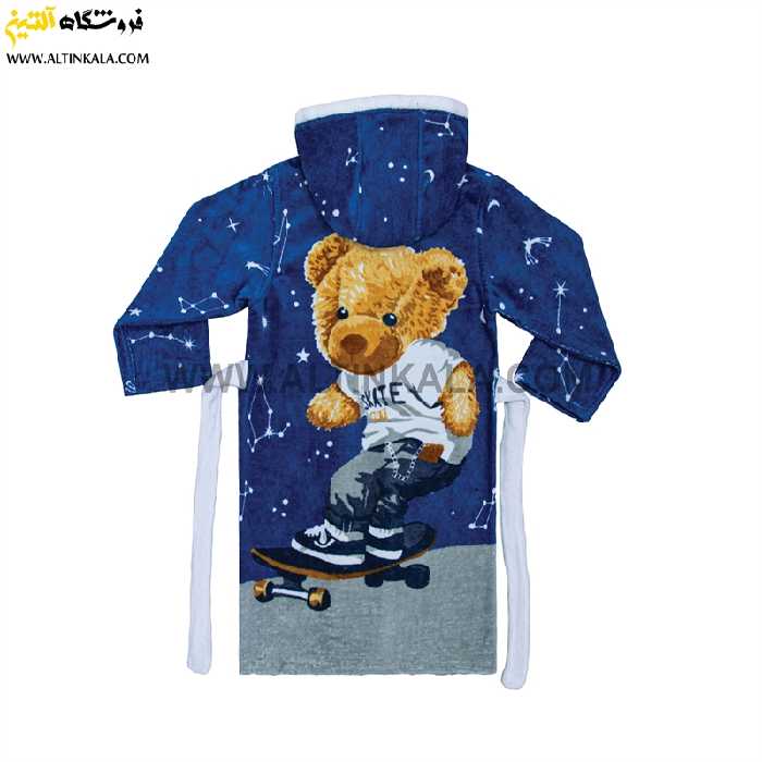 حوله پالتویی بچه گانه پودایران طرح تدی سرمه ای سایز 70