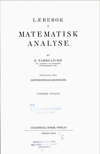 خرید و دانلود نسخه کامل کتاب Lærebok i matematisk analyse 3 : Differensialligninger