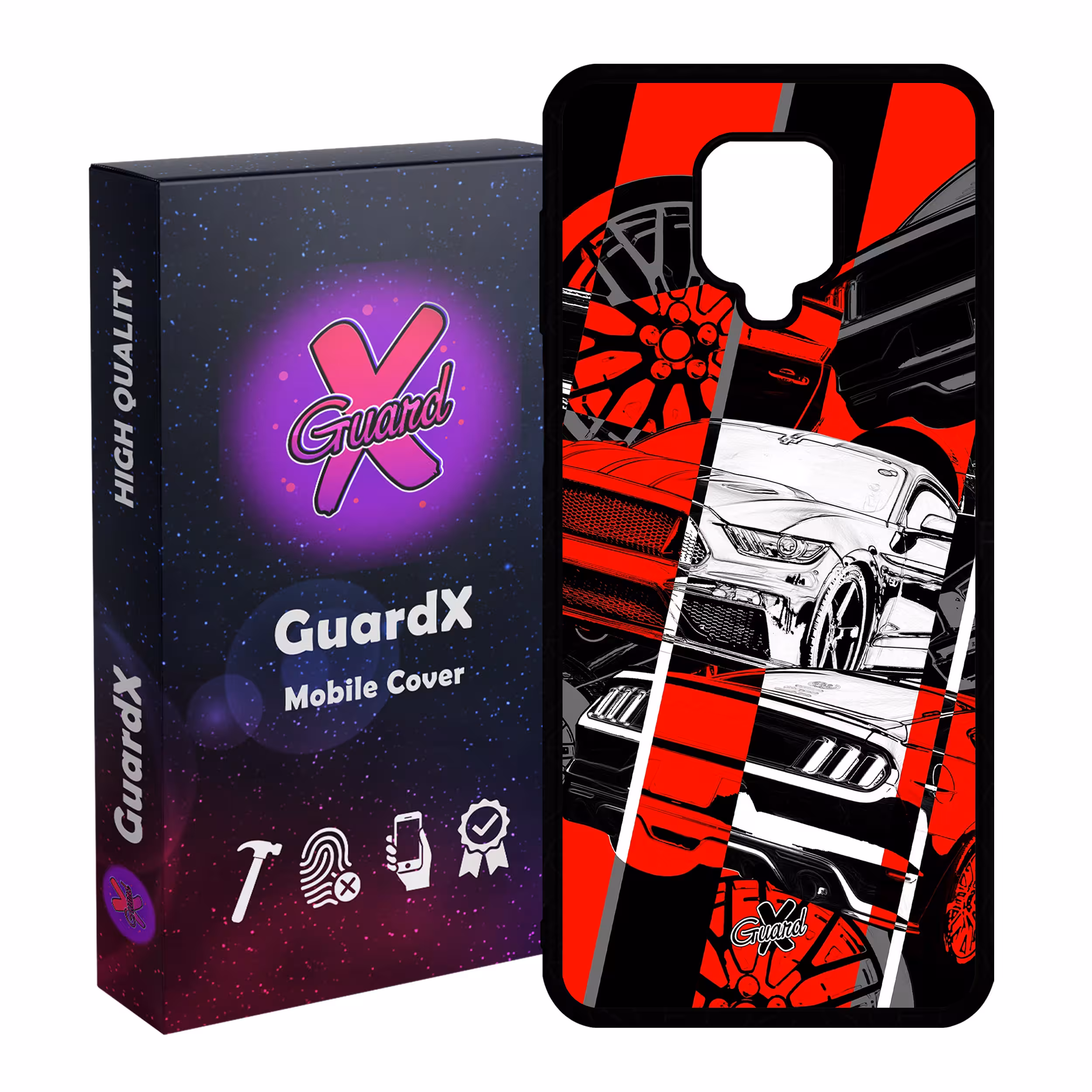 کاور گارد ایکس طرح خودرو مدل Glass10218 مناسب برای گوشی موبایل سامسونگ Redmi Note 9S / Note 9 Pro / Note 9 Pro Max