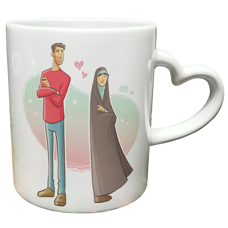 ماگ مدل دسته قلبی طرح عاشقانه کد 317