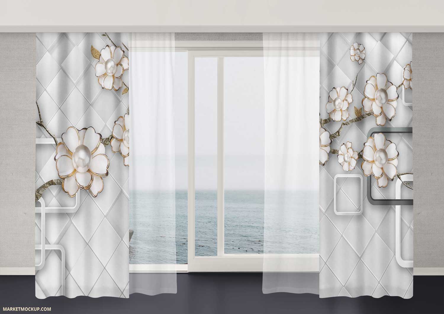 پرده تصویری گل مدرن