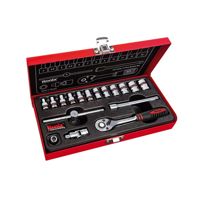 جعبه بکس 17 پارچه رونیکس مدل RH-2617 Ronix 17Pcs Drive Sockets Set Model RH-2617