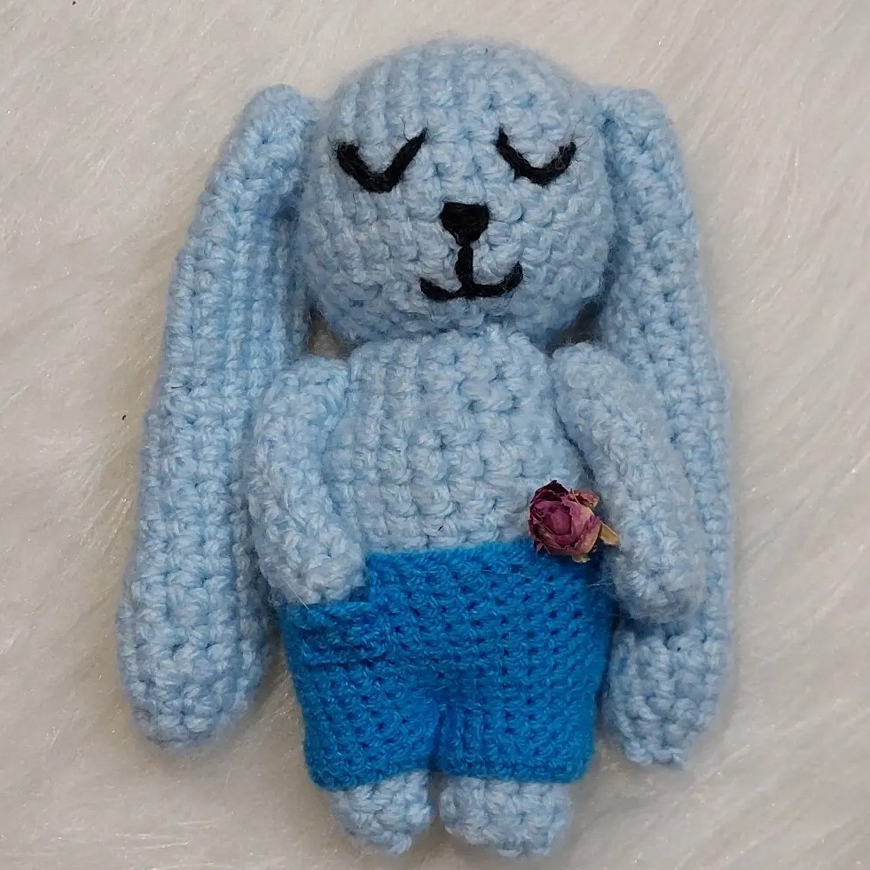 عروسک بافتنی خرگوش آبی قابل سفارش