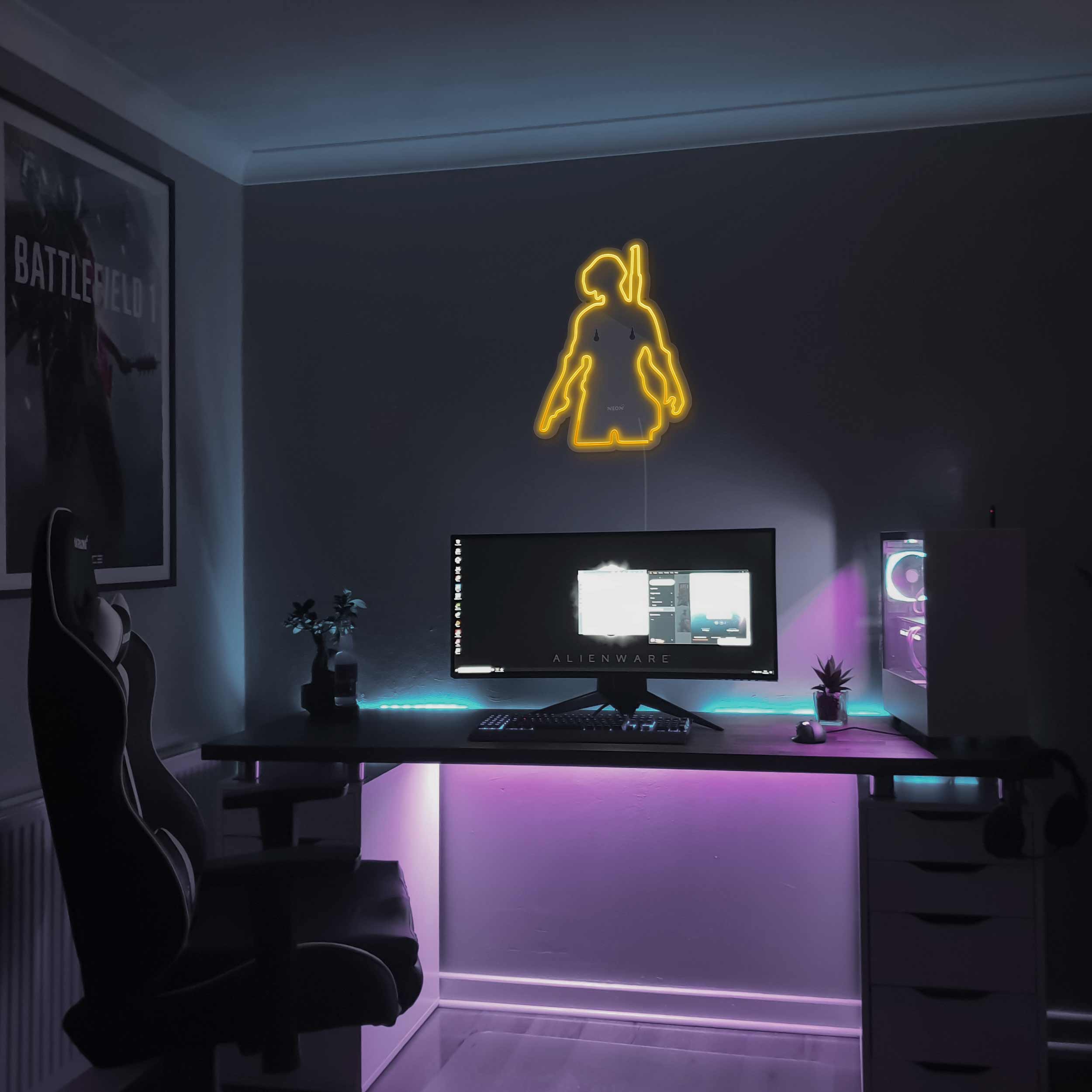چراغ دیواری نئون دیزاین طرح Pubg_YL