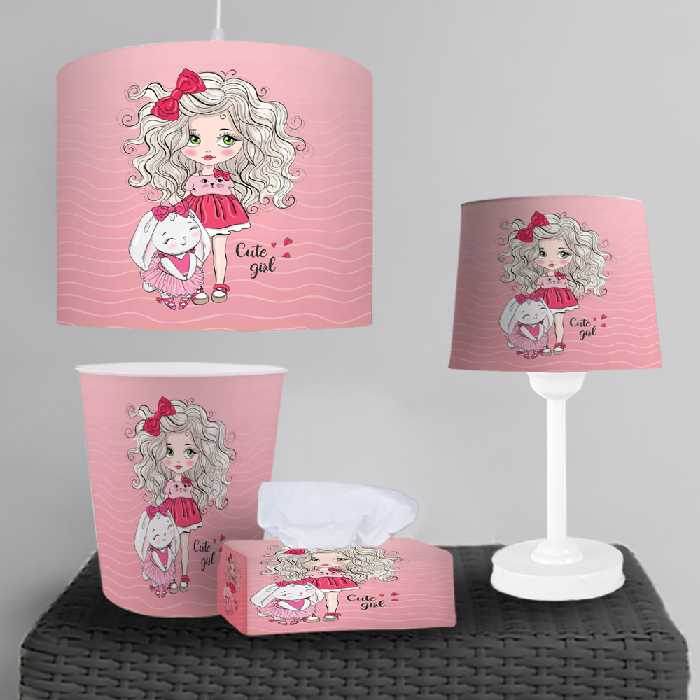 ست لوستر و آبازور برای اتاق دختر طرح پرنسسی WA-2408-s