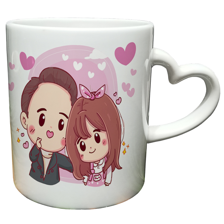 ماگ مدل دسته قلبی طرح عاشقانه کد 84