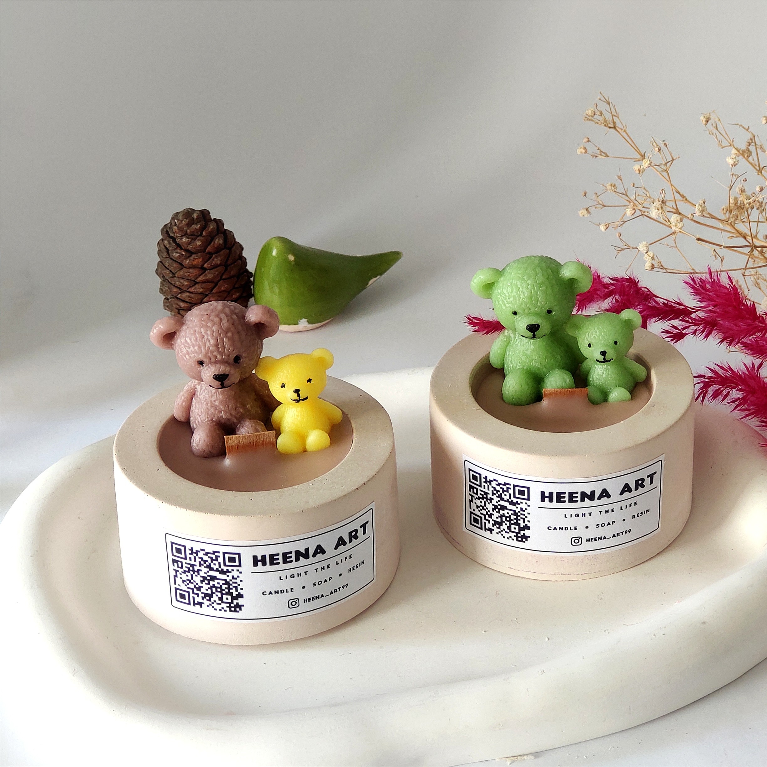 شمع بتنی کوچک با تزیین خرس