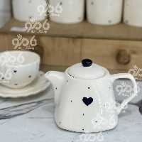 قوری سرامیکی کف مربع قلب خال مشکی