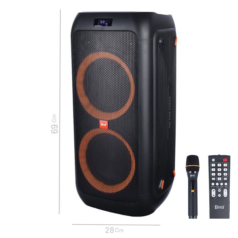 اسپیکر چمدانی بلوتوثی رم و فلش خور Biva Party Box 880   میکروفون و ریموت کنترل
