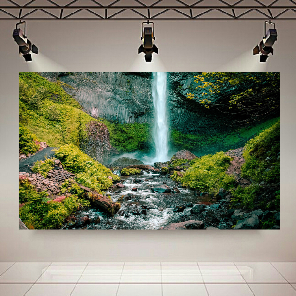 تابلو بوم طرح طبیعت مدل جنگل و آبشار کد AR2821