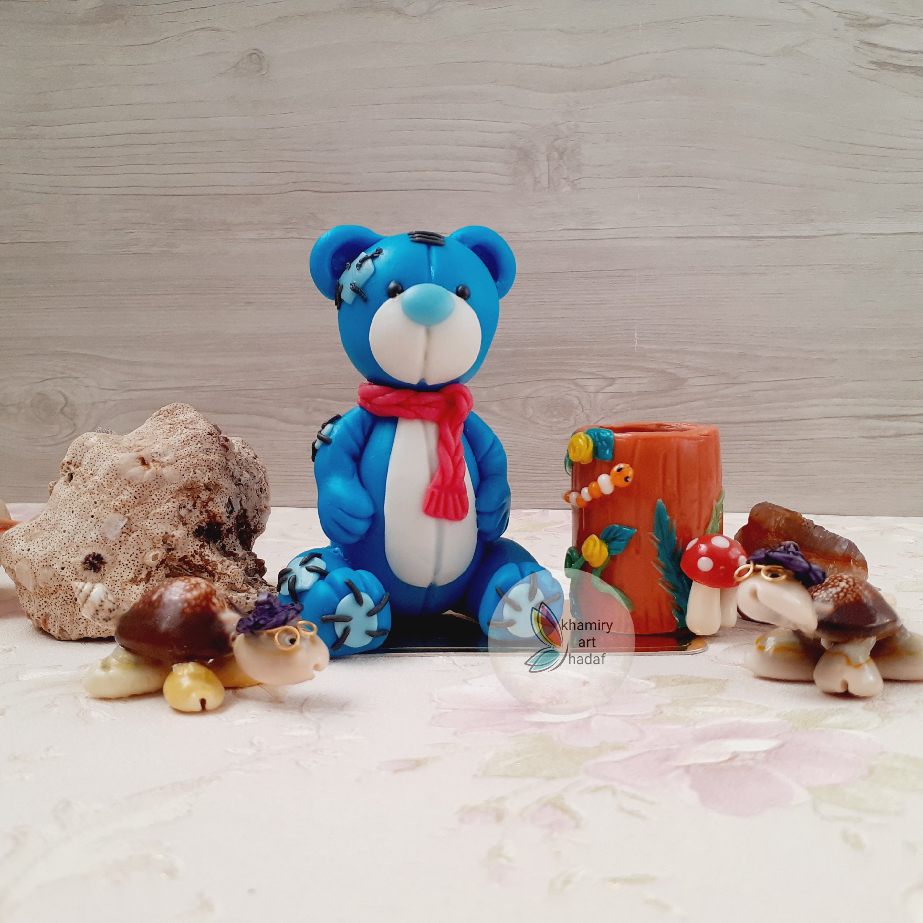 جاخلالی خمیری  مجسمه خمیری  و تاپر خمیری طرح خرس تدی 