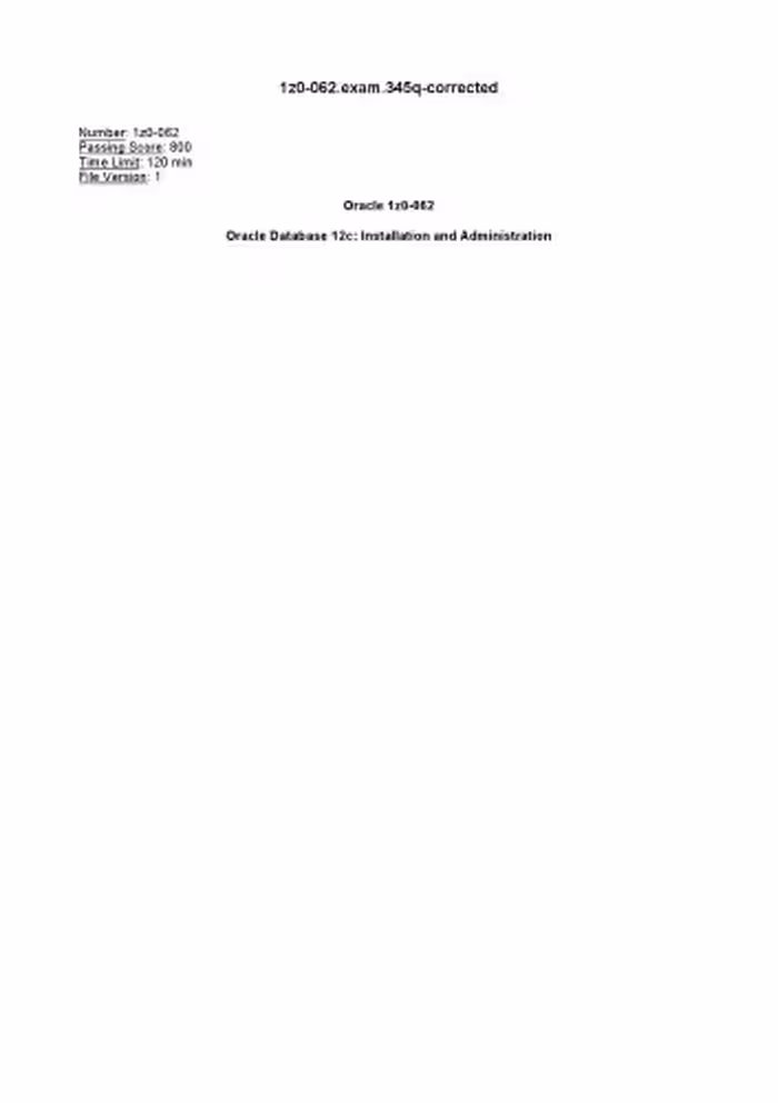 خرید و دانلود نسخه کامل کتاب Oracle 1Z0-062 Exam. 345q. Corrected