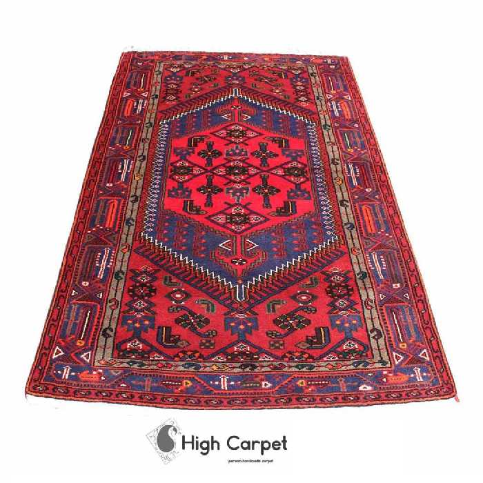فرش دستبافت عشایری زنجان 3 متری زمینه قرمز بنفش کد 0284