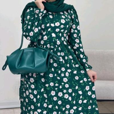 پیراهن روزمره زنانه کرپ مدل پیراهن گل گلی بهاری کالکشن عید 7142