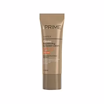کرم ضد آفتاب جوان کننده پرایم مدل Matex Colorless SPF 50 حجم 40 میلی لیتر - بی رنگ