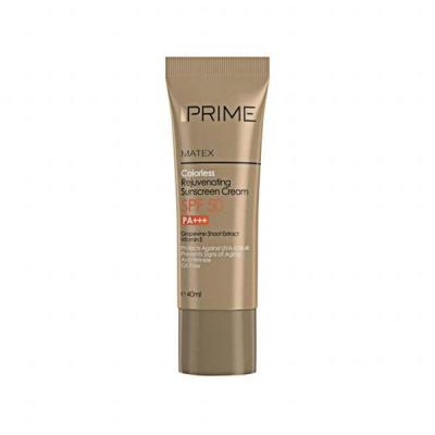 کرم ضد آفتاب جوان کننده پرایم مدل Matex Colorless SPF 50 حجم 40 میلی لیتر - بی رنگ