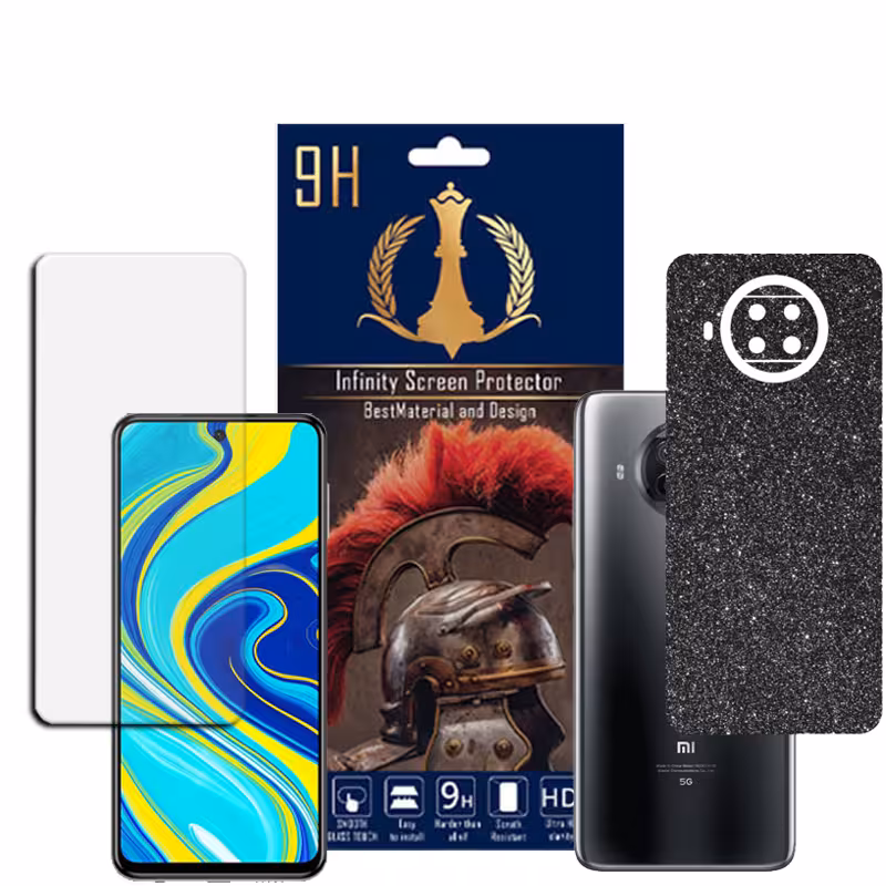 برچسب پوششی اینفینیتی مدل PRO MAX مناسب برای گوشی موبایل شیایومی REDMI NOTE 9 PRO 5G به همراه محافظ صفحه نمایش