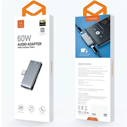 مبدل 1 پورت تایپ‌سی به 2 پورت تایپ‌سی مک دودو MCDODO CA-7670 Type-C to dual Type-C Converter