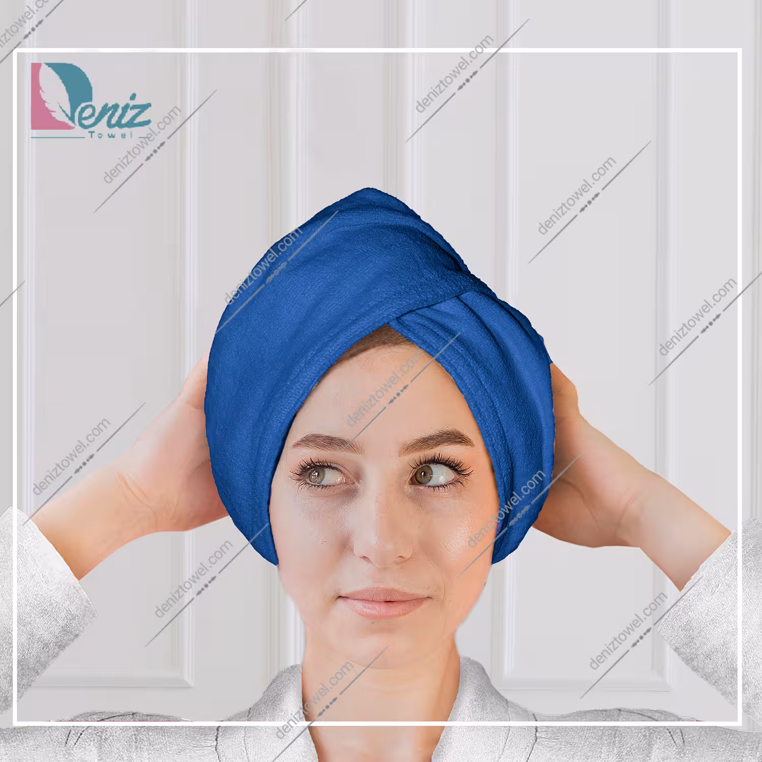 حوله سر طرح ساده مدل کلاه پیچ رنگ آبی