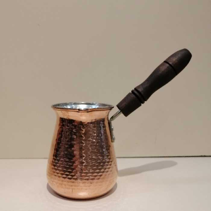 قهوه جوش مسی  سایز 1 محصول زنجان نانو شده. ضد سیاه شدن دسته چوبی سایز 2