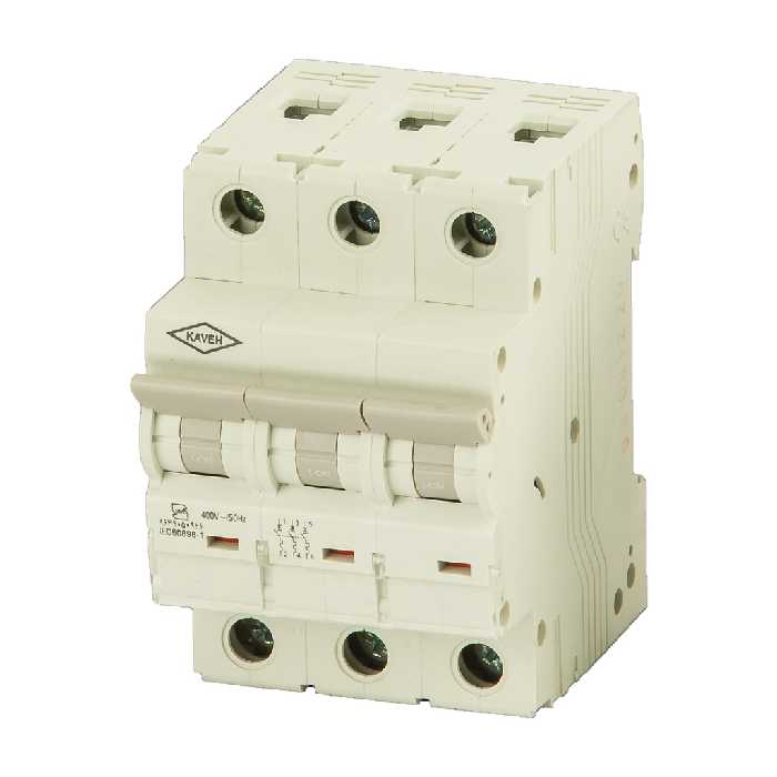 کلید مینیاتوری 40 آمپر سه فاز AC الکترو کاوه کد 40A-4.5KA-3P