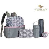 کوله پشتی لوازم کودک و مادر 4 تیکه کالرلند طوسی صورتی Colorland