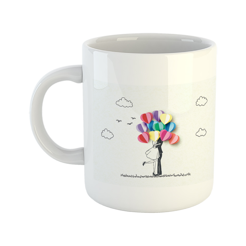 ماگ طرح دختر وپسر  با بادکنک فانتزی