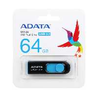 فلش 64 گیگ AData مشکی آبی مدل UV128 با گارانتی مادام العمر