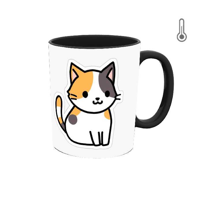 ماگ حرارتی طرح استیکر گربه کیوت Cat