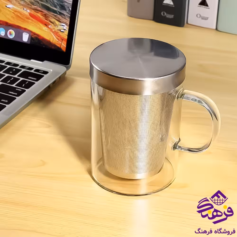 ليوان دمنوش پيرکس درب استيل بزرگ