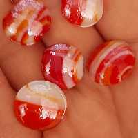 مهره گرد سرامیک با رگه قرمز نارنجی یک عدد