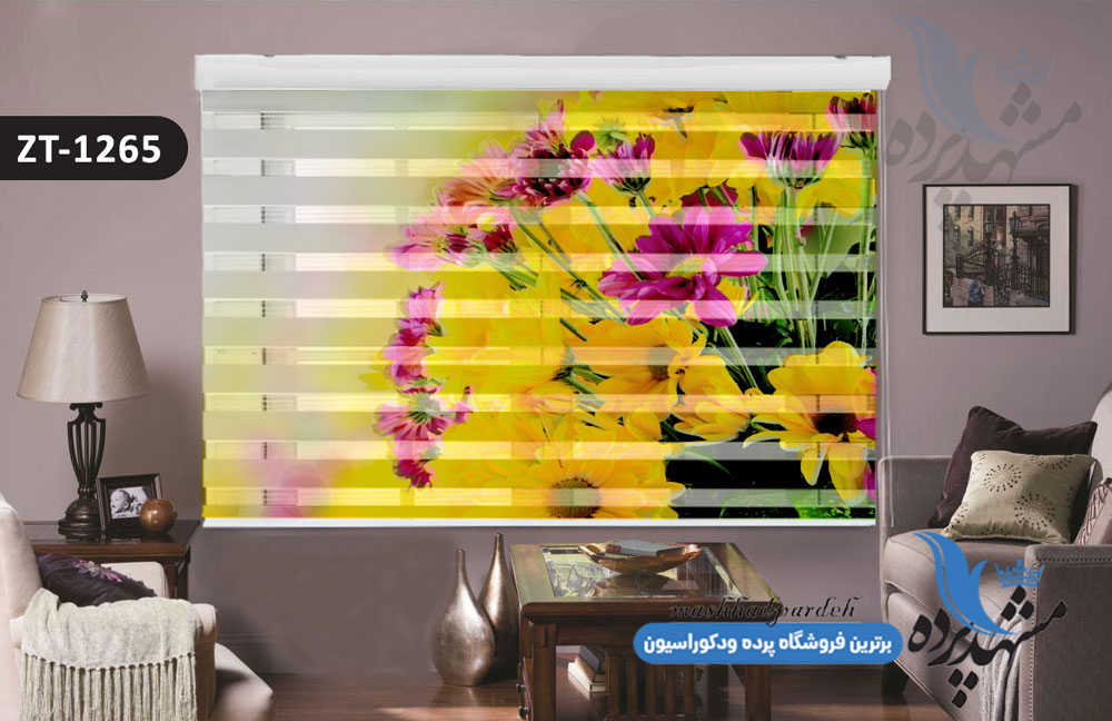 پرده زبرا تصویری چاپی طرح گل کد ZT1265