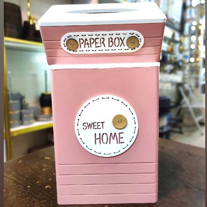 ست سطل و دستمال چوبی صورتی 