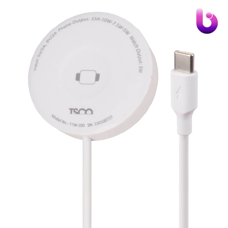 شارژر بی سیم فست شارژ TSCO TTW 100 15W