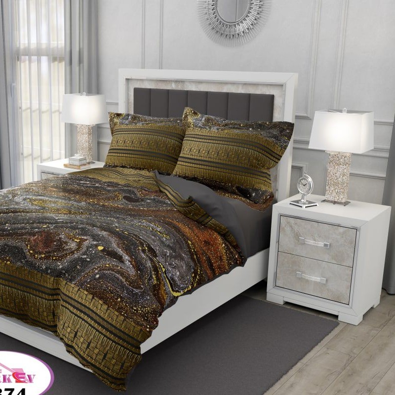 روتختی سه بعدی دونفره میکرو پلاس شش تیکه لحاف ابعاد 220در240 چهار عدد روبالشتی پارچه کشدوزی شده برای تشک 160 اسپرت