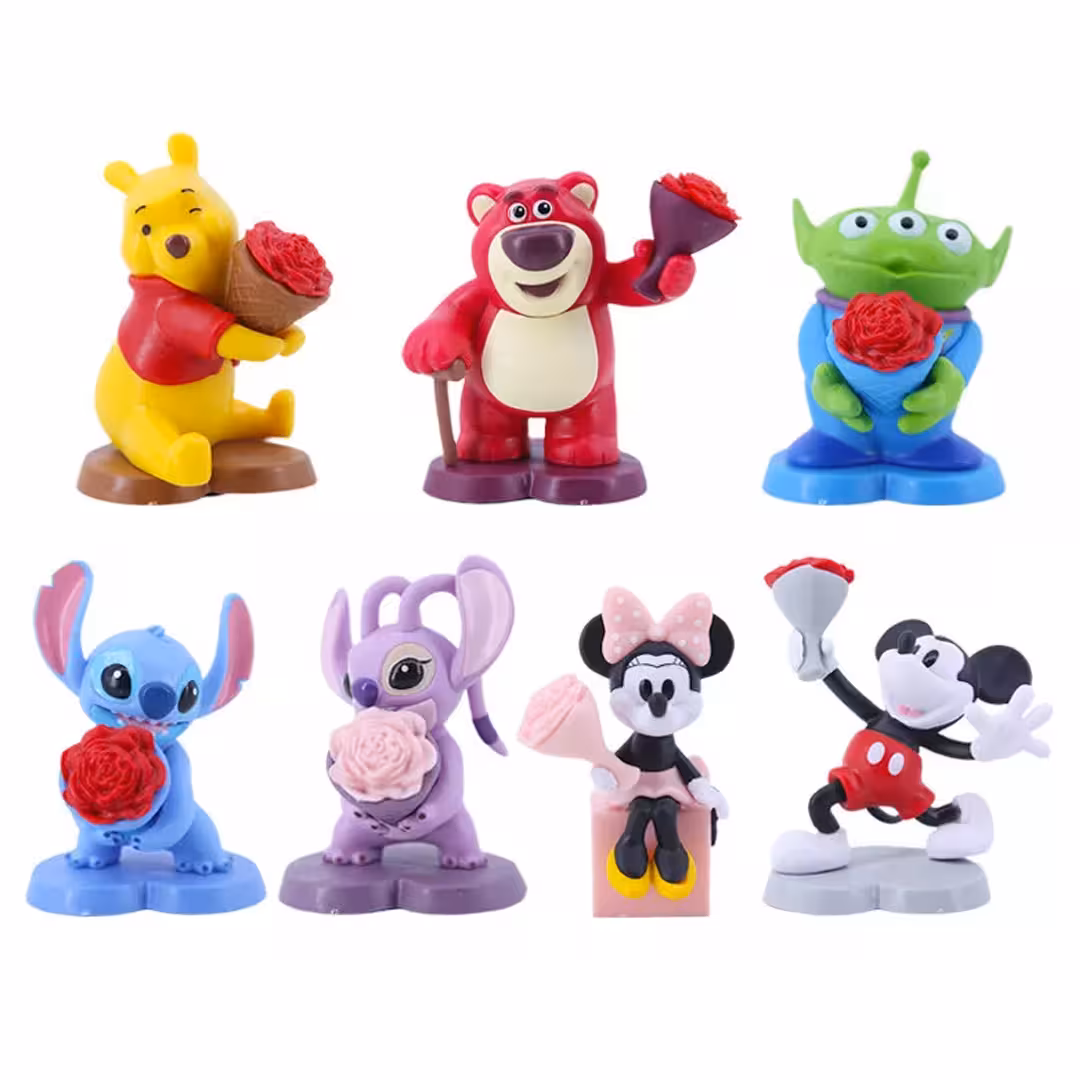 فیگور شخصیت‌های دیزنی Disney Character طرح ولنتاین مبارک Happy Valentines مجموعه 7 عددی