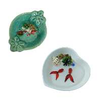 ظرف ماهی هفت سین سرامیکی مدل دوگل و قلب مجموعه دوعددی