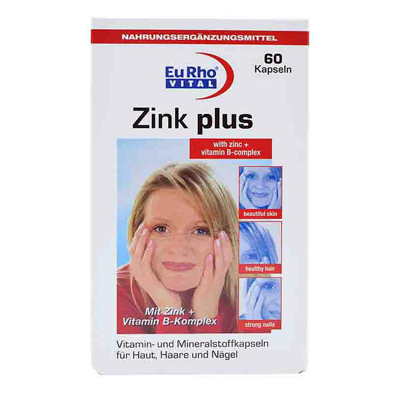 - کپسول زینک پلاس (10 میلی گرم) یوروویتال | EuRho Vital Zink plus 10 mg 60 Caps