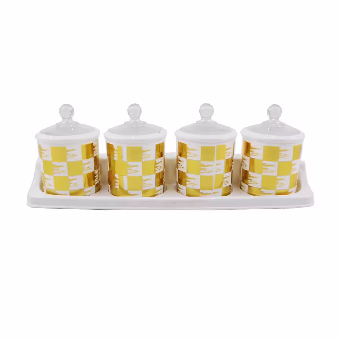 ست جای ادویه 4 پارچه طرح اسکوار کد 04
