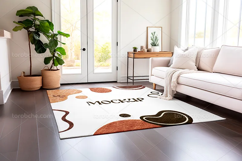 موکاپ فرش از زاویه بالا | گرافیک با طعم تربچه