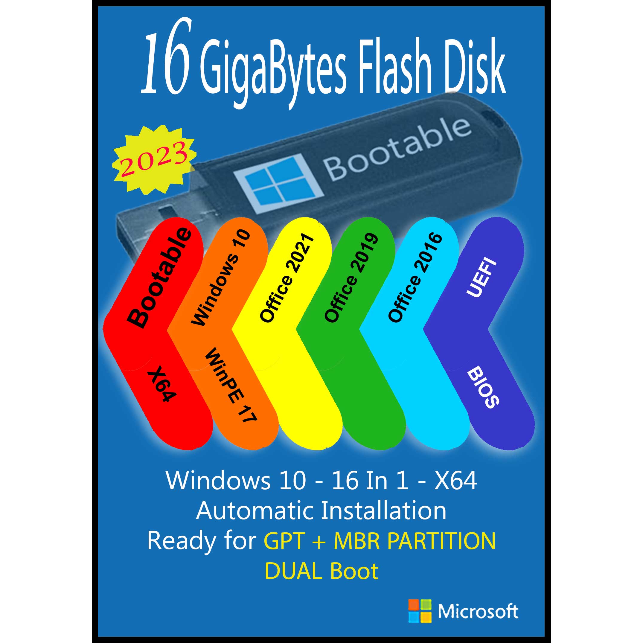 سیستم عامل Windows 10 X64 2023 16 IN 1 - Office 2016-2019-2021 Pro Plus نشر مایکروسافت