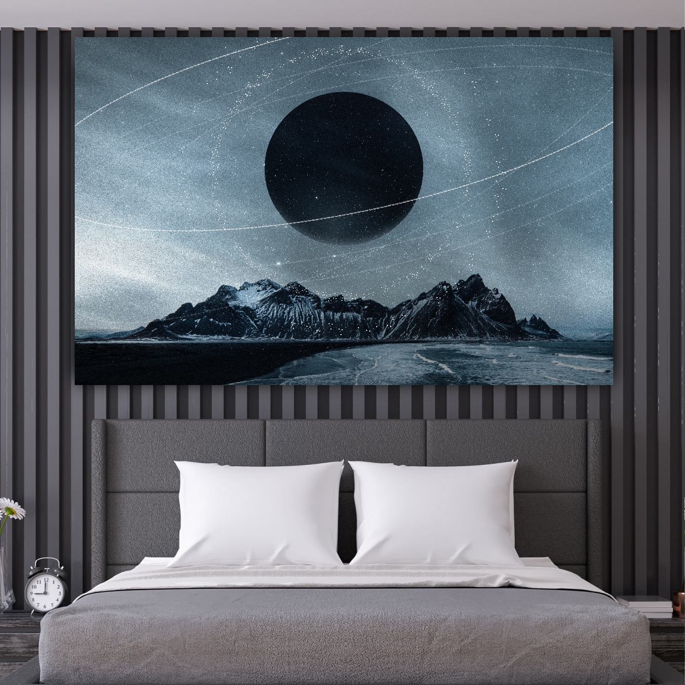 تابلو بوم طرح مدرن قمر و کهکشان کد PB356