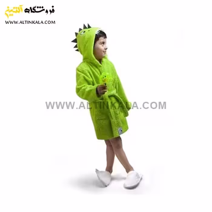 حوله پالتویی کودک پودایران طرح دایناسور سبز سایز 80