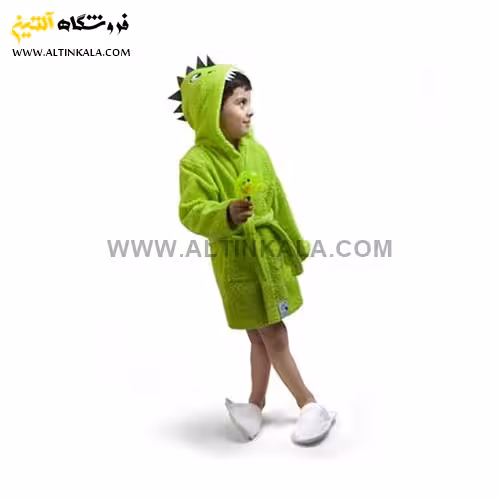 حوله پالتویی کودک پودایران طرح دایناسور سبز سایز 80